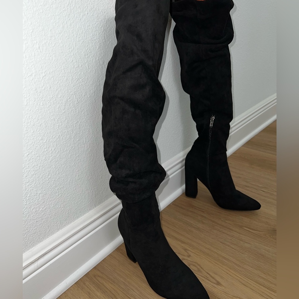 Faux Suede Over The Knee Boots